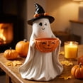 thumbnail image 2 of Halloween Ghost Candy Bowl, Whimsical Spooky Cute Ghost Figurine, Friendly Boo Resin Candy Dish Ghost Serving Tray, Adorable Black Cat/Bow/Witch Hat Decor, Halloween Party Ornament, 2 of 5