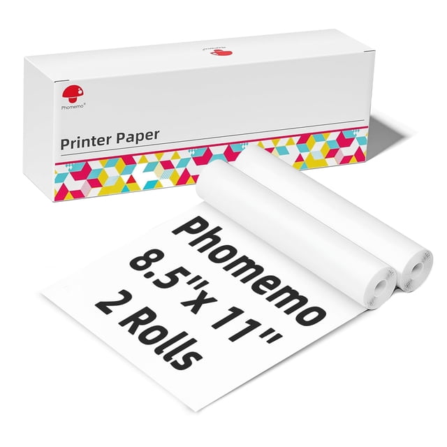 Phomemo M832 Rollo de Papel Térmico 8.5"x11" Tamaño Carta EE.UU. Paquete de 2