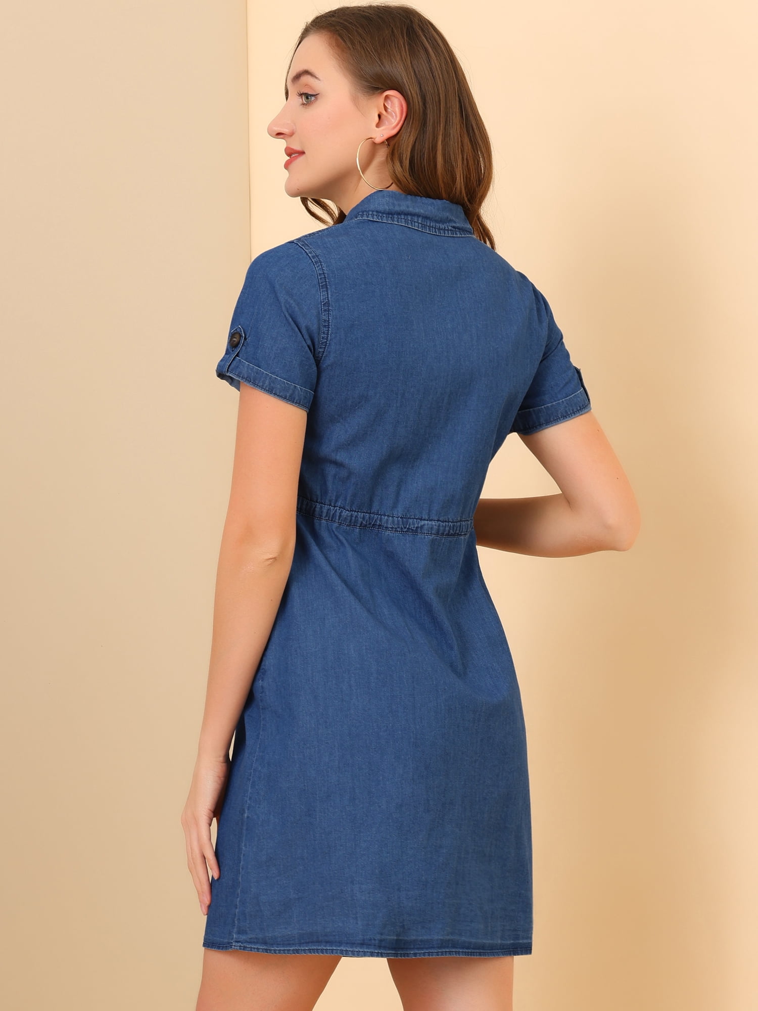 DARING DIVA Casual Button Front Summer Short Sleeve Dresses XL Sky Blue
