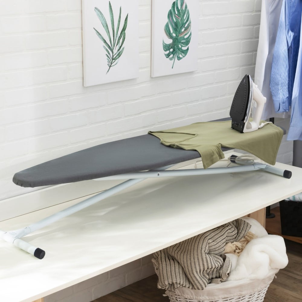 Seymour Home Products Adjustable Height, Freestanding T-Leg Ironing Board with enhanced grip feet, Solid Gray