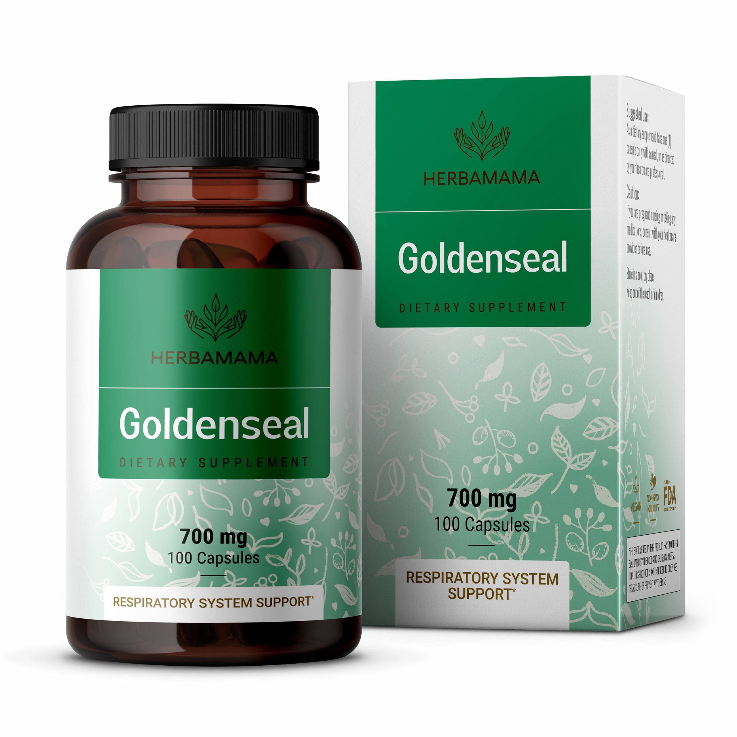 HERBAMAMA Goldenseal Root Capsules Digestive Health, Allergy Relief
