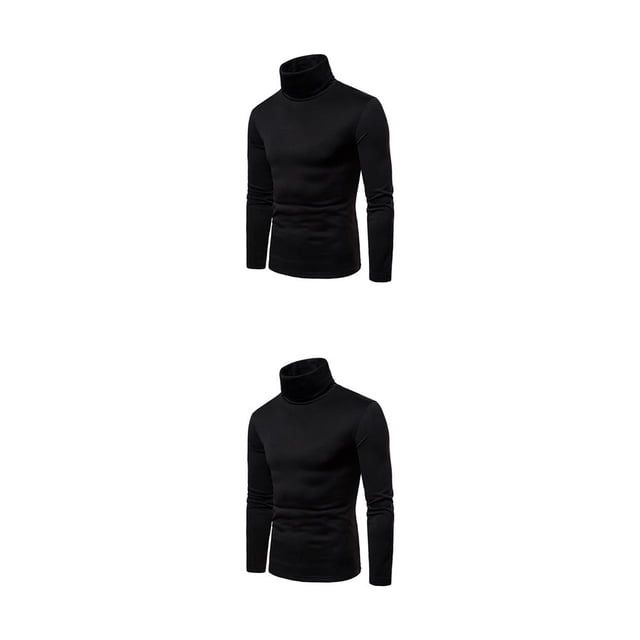 Sonducket Camisa térmica para hombre Cuello alto Jersey de manga larga Ropa interior de invierno Negro S 2Conjunto