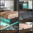 thumbnail image 5 of Aheaplus Queen Size Bed Frame with RGB LED Lights and Power Outlets, No Box Spring Needed Platform Bed with Storage Upholstered Headboard, 5 of 7