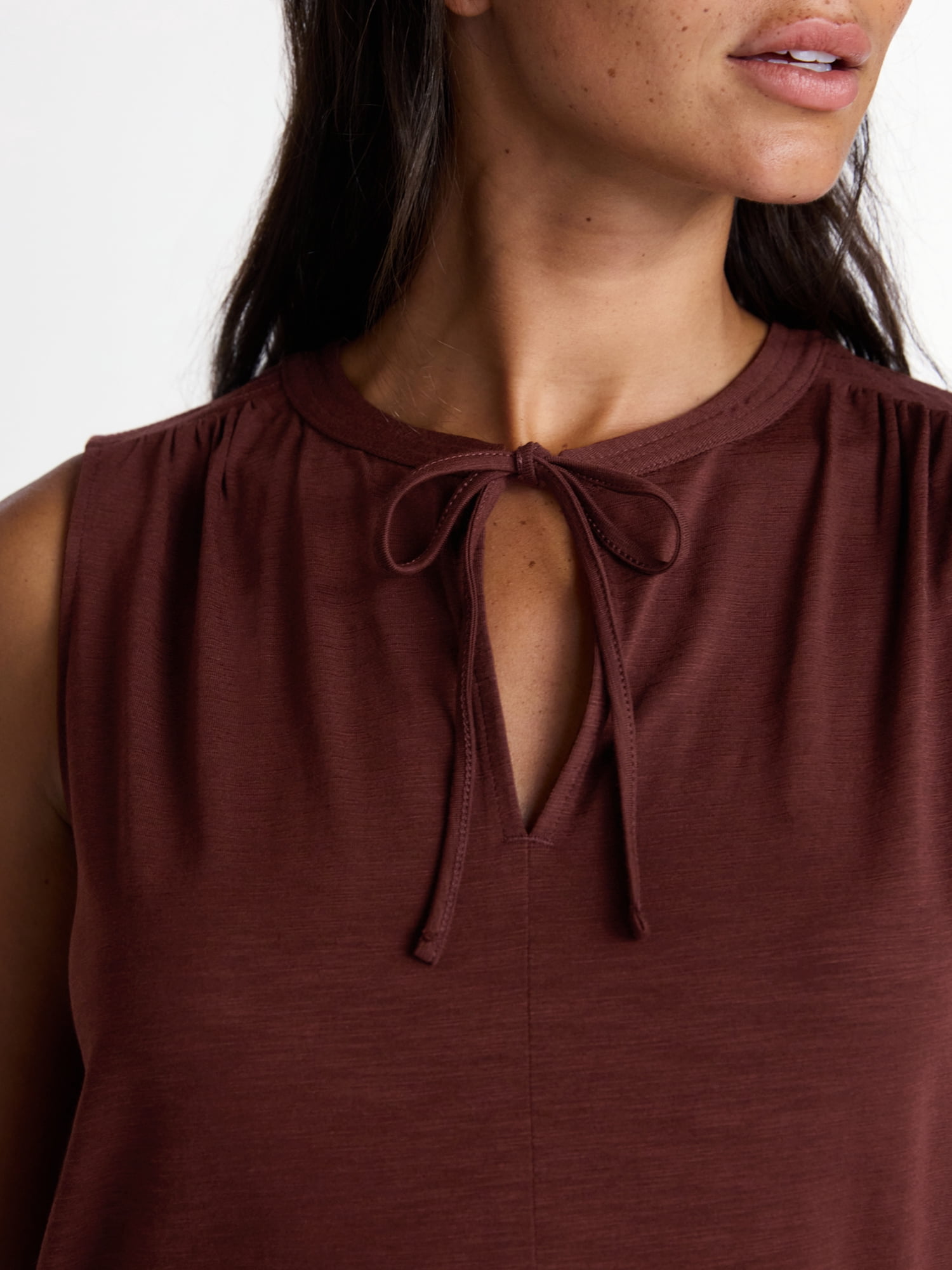 Time and Tru Women’s Tie Front Sleeveless Top, Sizes XS-XXXL