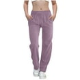 thumbnail image 3 of HVOBTTY Kids Soft Leggings, Girls Fall and Winter Pants, Pants Casual Smocked High Waist Pant Loose Wide Leg Long Trousers 4-14 Years Purple, 8-9 Years, 3 of 5