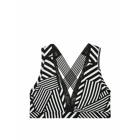 Victoria's Secret Size XS Sport Long Line Plunge Sport Bra Color Black/White NWT