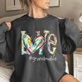 thumbnail image 2 of Baberdicy Womens Tops Love Grandma Life Women's Letter Print Crew Neck Long Sleeve Sweatshirt Plus Size Tops for Women Dark Gray, 2 of 3