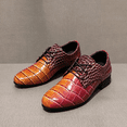 thumbnail image 4 of Men's Lace‑Up Oxford Dress Shoes, Crocodile Embossed Glossy Upper Footwear with Block Low Heel Outsole for Formal Events and Dress‑Up Occasions, 4 of 9