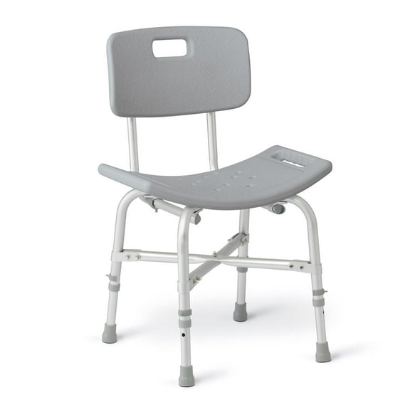 Medline Bariatric Bath Chair and Shower Chair with Back for Elderly, Sturdy, 12-In Seat, 550 lb Weight Capacity, Gray
