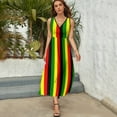thumbnail image 5 of Rasta Colors Red Green GoldBright Colored Striped Pattern Sleeveless Dress dresses for official occasions luxury dresses, 5 of 6