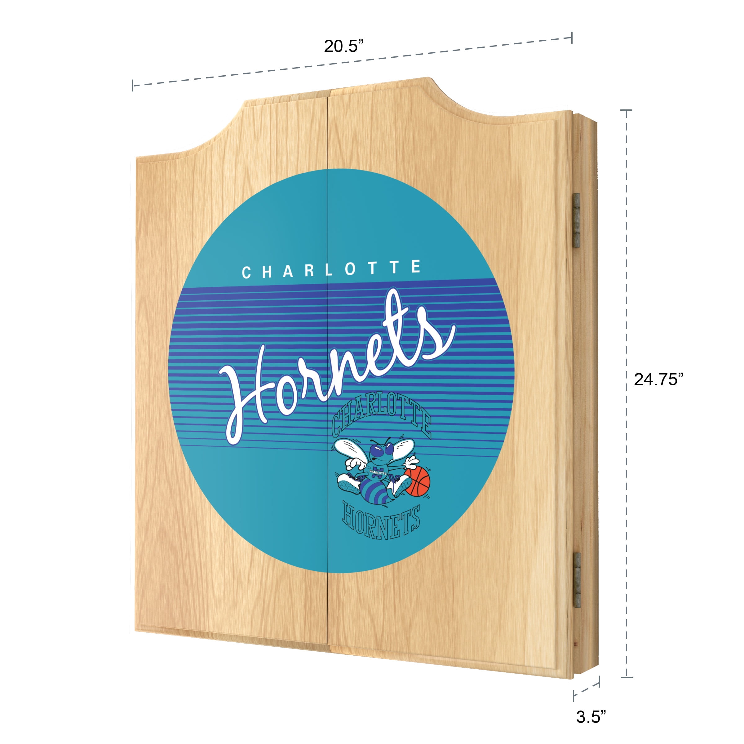 Charlotte Hornets Hardwood Classics Dart Board Cabinet Set with 6 Steel Tip Darts