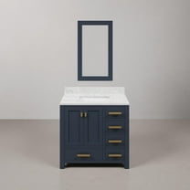 Water Creation Madison 36" Wood Single Bathroom Vanity in Monarch Blue & Gold