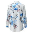 thumbnail image 3 of Cathalem Oversized Tee for Women Women's Floral Printed Shirts Tops Long Sleeve Lapel Button Down Blouse T Shirts Women Loose Fit Shirt Blue Small, 3 of 4