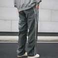 thumbnail image 4 of Likimi Mens Casual Pants Relaxed Fit Letter Print Drawstring Elastic Waist Wide Straight Leg Trousers Dark Gray Size Xl, 4 of 9