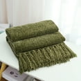 thumbnail image 6 of Home Farmhouse Boho Decor Chenille Throw Blanket, Soft for Couch Sofa Chair Bed, Olive Green 60" X 80", 6 of 8