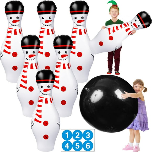 Juego de bolos inflable Christmas Giant, abierto con 6 bolos y 6 bolos