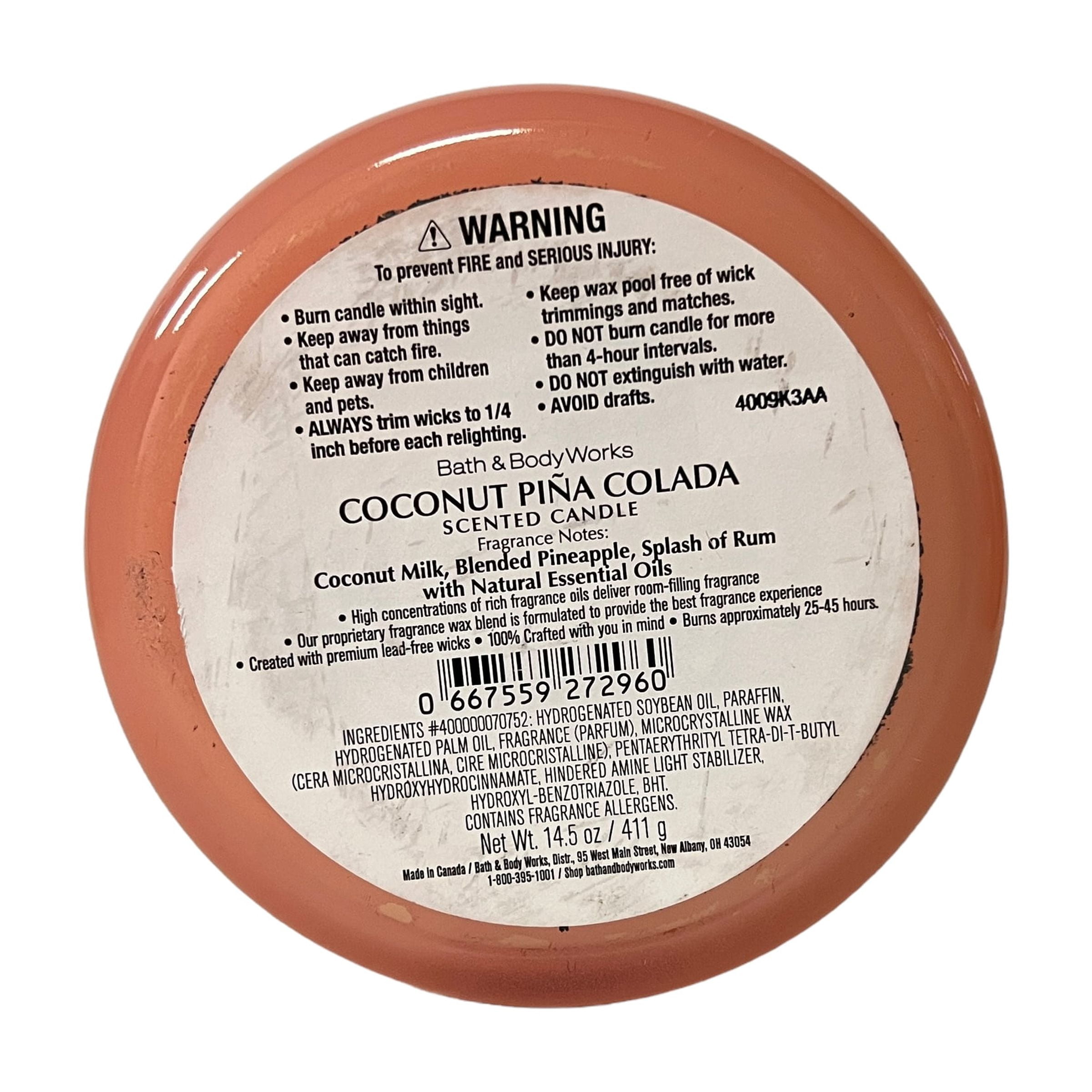 Bath & Body Works Scented Coconut Pina Colada 3 Wick Candle 14.5 oz