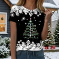 thumbnail image 2 of UngA Women Christmas Shirts Casual Short Sleeve Merry Letter Graphic Blouse Tops Womens Christmas T Shirts (Black,S), 2 of 6