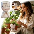 thumbnail image 7 of Girls Face Planter Pot with Heart Hands Indoor Resin Head Planter, White | Cute Home Decor Succulent Container has Drainage Hole Cactus Herbs Shelf Office Gardening, Teacher Gifts, 7 of 7