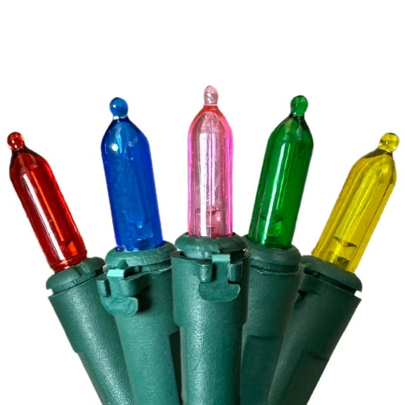 LED Multi-Color with Pink M5 Christmas String Lights - 70 Bulb Set - 4 Inch Spacing - 23.5 Feet