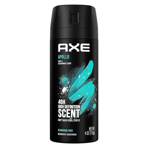 AXE Apollo Body Spray Deodorant Sage & Cedarwood for Long-Lasting Odor Protection, Deodorant for Men Formulated Without Aluminum 4.0 oz Packaging May Vary