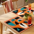 thumbnail image 4 of Orange Teal Black Placemats Set of 6 Modern Impressionist Geometric Place Mats Indoor Wipeable Table Mats Washable Cloth Dining Table Placemats for Kitchen Holiday Party Home Decor 13x19 Inch, 4 of 9