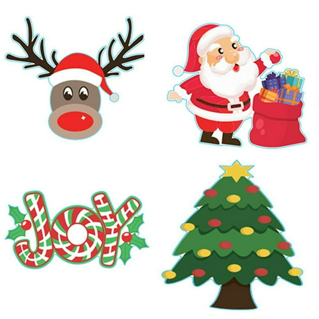 4 Pcs Plastic Christmas Garden Yard Signs Deer Tree Santa Clause Lawn Signs