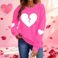 thumbnail image 2 of Valentine Sweatshirts For Women Cotton Couples Heart Graphic Crewneck Pullover Soft Fashion Valentines Shirts, 2 of 9