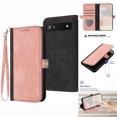 thumbnail image 1 of Mantto Wallet Case for Google Pixel 6A, Premium PU Leather Card Slots Holder Soft Silicone Shockproof Flip Folio Case with Kickstand Magnetic Clasp Handbag Wrist Strap Glossy Cover,Pink, 1 of 9