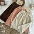 thumbnail image 4 of CPNG Girls Casual Sweatpants Spring Autumn Corduroy Straight Wide Leg Loose Pants Solid Color Elastic High Waist Trousers(Beige,7-8 Years), 4 of 8