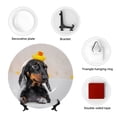 thumbnail image 4 of Balery Dachshund Sitting in Bathtub Print Bone China Decorative Plate Ceramic Dinner Plates Art Crafts with Display Stand-6in, 4 of 6