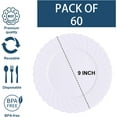 thumbnail image 2 of 60 Pieces White Plastic Plates - 9 Inch White Disposable Plates - Washable & Reusable - Premium Hard Plates - Party Supplies for Birthdays, Celebrations, Travel, Wedding, Party and Events, 2 of 18