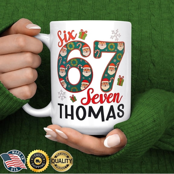 67 Meme Christmas Mug - Personalised Funny Six Seven Mug - Funny Gen Alpha Gift