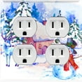 thumbnail image 1 of Metal Light Switch Plate Cover Snowman Reindeer Christmas Cabin SNO002, 1 of 14