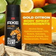 Axe Gold Citron Body Spray for Men, 4 Oz