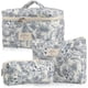 thumbnail image 2 of Makeup Cosmetic Bag 3 Pcs Cotton Quilted Makeup Bag for Women,A, 2 of 5