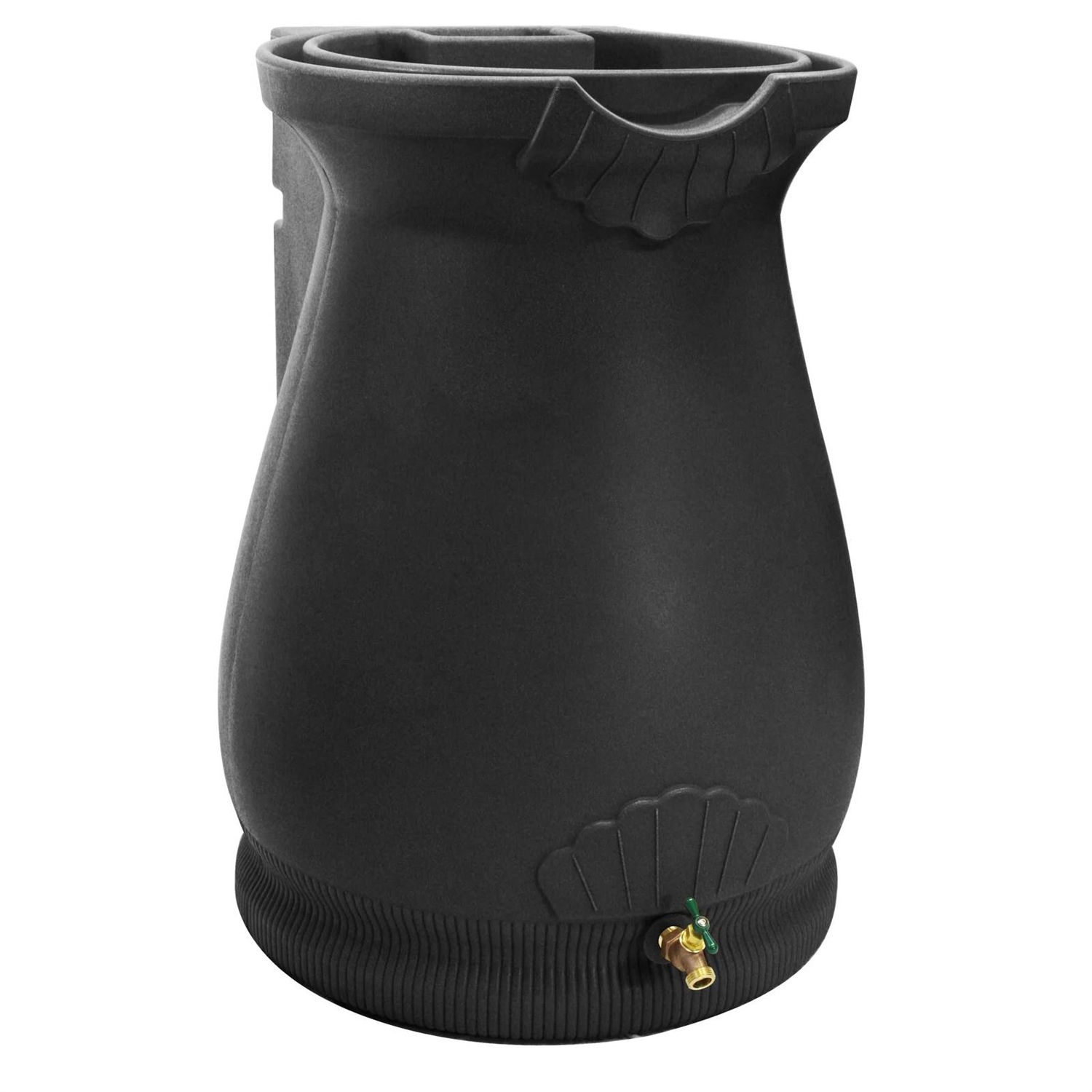 Black 65Gallon Plastic Urn Rain Barrel with Planter Top