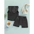 thumbnail image 4 of Biekopu Baby Boys Summer Suit, Sleeveless Hooded Striped Print Vest Tops + Casual Drawstring Short Pants,0-3 Years, 4 of 8