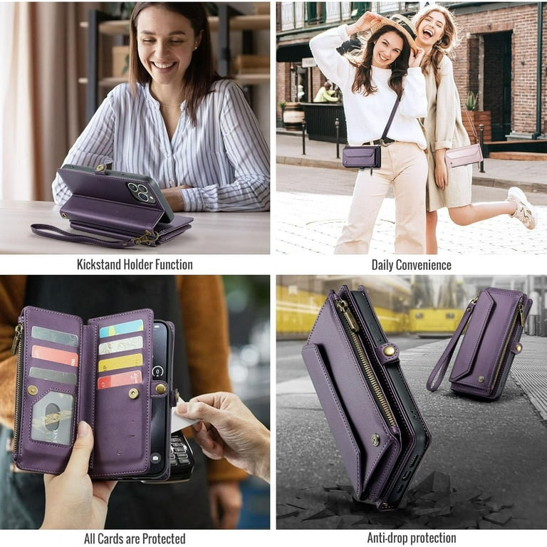 Personalised Card Holder Zipper Wallet Crossbody Phone case, with Long  Shoulder Strap, for iPhone15/14/13 - Walmart.com
