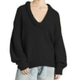 thumbnail image 4 of Olyvenn Women's Oversized Scoop Neck Pullover Sweater Long Sleeve Knitted Sweater Chunky Trendy Fall Winter Sweater Tops Black M, 4 of 6