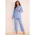 thumbnail image 2 of Roaman's Women's Plus Size Long Sleeve Ten-Button Shawl-Collar Pant Suit – 2-Piece Pant Set, 2 of 5