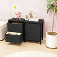 thumbnail image 3 of Nightstand, Bedside Table with 2 Storage Drawers, Wooden Top Fabric Cabinet Kids Mini Dresser for Bedroom, Closet, Entryway, College Dorm, Black, 3 of 7