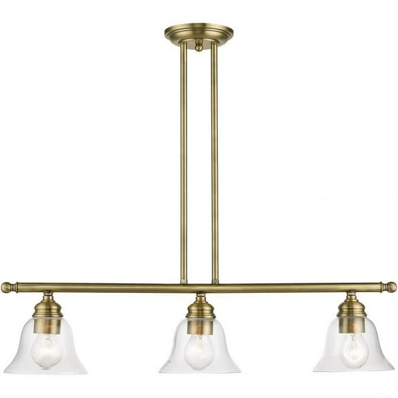 3 Light Linear Chandelier in Transitional Style-14.25 inches Tall and 6.25 inches Wide-Antique Brass Finish Bailey Street Home 218-Bel-4829136