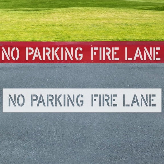 Residential Driveway No Parking Fire Lane Silicone Stencil, 4x52 Inch, Reusable for Asphalt & Concrete