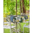 thumbnail image 3 of Fsddascl Green Yellow Leaves Outdoor Tablecloth - 54 Inch Round Dining Table Cover, Abstract Art Botanical Summer Waterproof Outdoor Table Cloth with Umbrella Hole & Zipper for Picnic/Patio/Party, 3 of 7