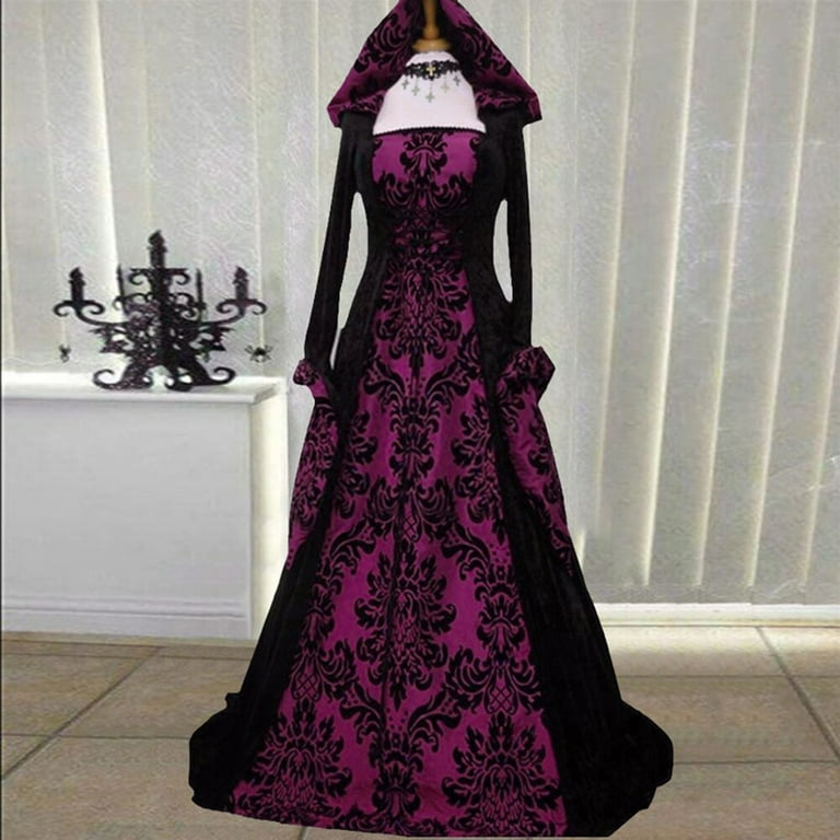 Purple Black Lace Dresses, Black Purple Dress Gothic