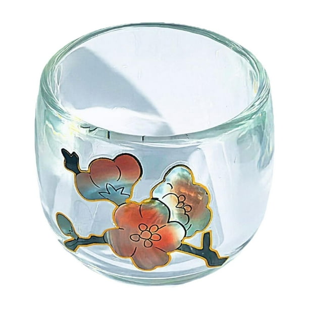Taza de té de vidrio Kung Fu Master Taza de té transparente hecha a mano sin asas Taza de té Seno de ciruela