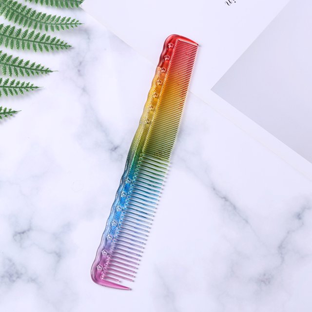 Peluquería de peine de arco iris resistente al calor de doble cabeza antiestática para corte de cabello