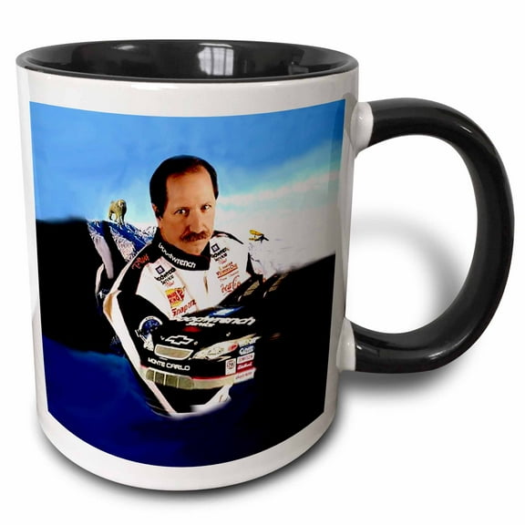 3drose, Dale Earnhart, 15oz Two-tone Black Mug