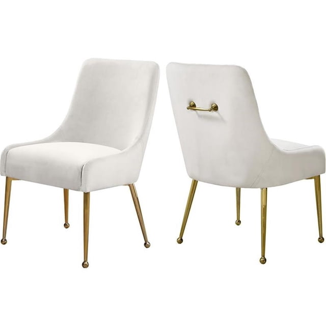 Pemberly Row Chaise de Salle à Manger Moderne en Velours Crème, Fini (Ensemble de 2)